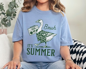 Bruh It’s Summer Goose Shirt, Comfort Colors, Funny Goose Summer Tee,Silly Goose Shirt, Beach Vacation Graphic Tee,Summer Vibes Shirt,145087