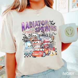 Retro Radiator Springs Cars Movie Halloween Shirt, Comfort Colors, Lightning McQueen Halloween Shirt, Spooky Car Town Halloween Shirt,143921