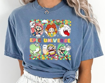 Retro Super Mario Squad Shirt, Comfort Colors, Epic Universe Mario Shirt, Mario and Friends Shirt, Universal Epic Universe Shirt, 143422