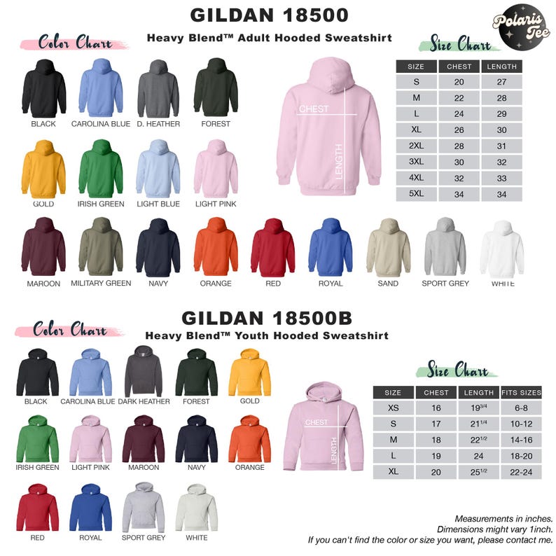 a chart showing the different hoodies for men and women