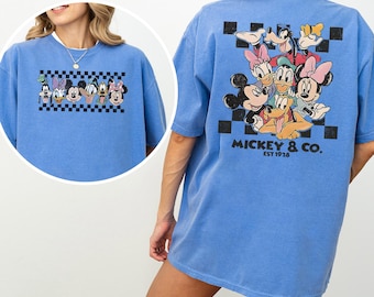 Camiseta retro a cuadros de Disney Mickey y compañía, colores cómodos, Mickey de Disney, Amigos de Disney, Viaje a Disney, 143941