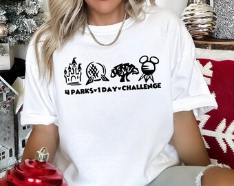 Four Parks One Day Challenge Shirt, Comfort Colors, Disney Florida Parks Shirt, Four Parks Disney World Shirt, Vintage Disney Shirt, 143869