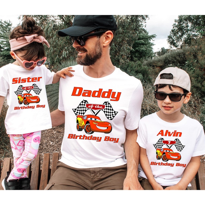CustomCars Birthday Shirt,Custom Cars Shirt, Comfort Colors Pixar Tee, Matching Family Cars Shirt, Lightning McQueen Tee, Disney Trip,142262 image 1