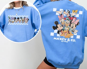 Checkered Retro Disney Mickey and Co Sweatshirt, Disney Mickey Sweatshirt, Disney Friends Hoodie, Disney Trip Crewneck, 143941