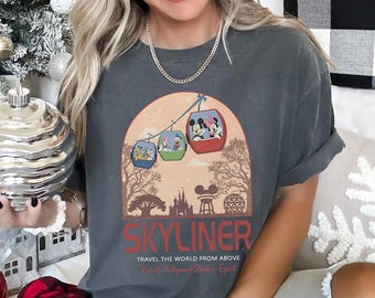 Vintage Mickey and Friends Skyliner Shirt, Comfort Colors, Travel The World From Above Shirt, Epcot Disney Tee, Hollywood Studios Tee,143589