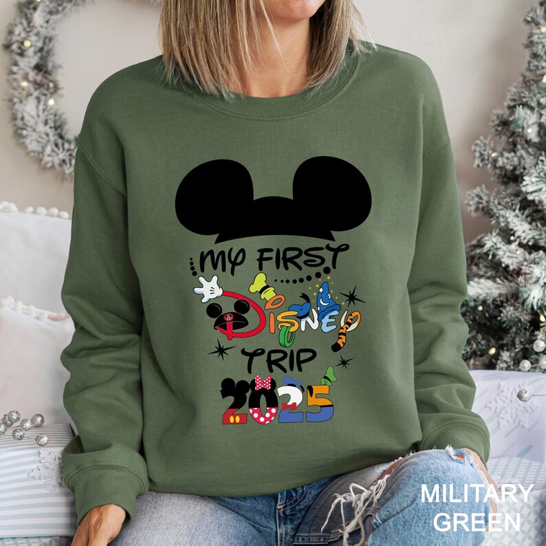 Mi primer viaje a Disney 2025, sudadera para grupos de vacaciones en Disney, sudadera con capucha de Disneyworld, sudadera de cuello redondo para viajes familiares en Disney, sudadera de Disney, 142606 imagen 7