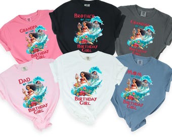 Moana Birthday Shirts, Custom Family Matching Tees, Disney Birthday Girl Shirt, Moana Party T-Shirt for Mom Dad Kids, Family Trip Tee,142346