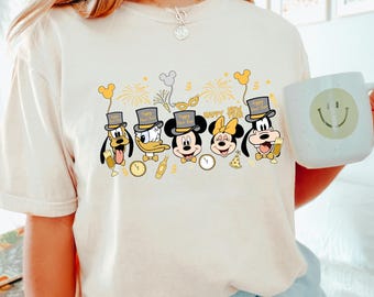 Disney Happy New Year Shirts, Comfort Colors Disney Shirt, Disney Friends Tee, Happy New Year 2025 Shirt, Disney New Year's Eve Tee, 142294