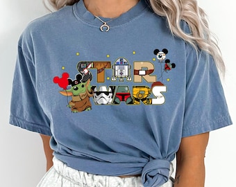 Camiseta Grogu de Star Wars, Comfort Colors, Camiseta Baby Yoda Disney, Camiseta Galaxy Edge, Camiseta Mandalorian, R2D2 Orejas de Mickey Star Wars, 142341