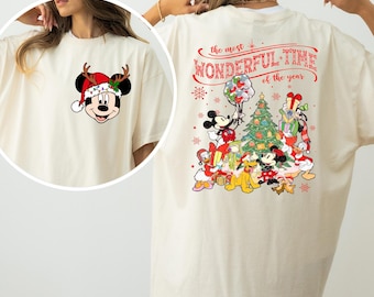 Disney Characters Front and Back Christmas Shirt, Comfort Colors Shirt, Disney Christmas Shirt, Custom Disney Shirt, 142242