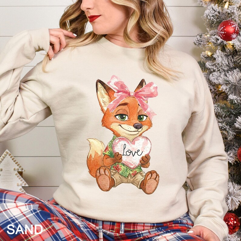 Watercolor Judy Hopps Nick Wilde Heart Sweatshirt, Valentine Zootopia Hoodie, Coquette Bow Zootopia Sweatshirt, Disney Love Crewneck, 144491 bild 11
