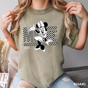 Vintage Checkered Mickey Shirt, Comfort Color, Minnie Mouse Checkered Tee, Mickey and Minnie Shirt, Disney Matching Couple Shirt, 141373