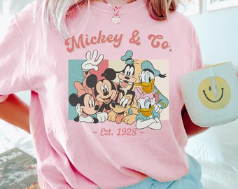 Camiseta vintage de Disney Mickey y compañía, colores cómodos, familia Disney, Mickey Mouse Disney, viaje Disney 141081