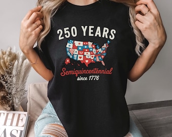 250 Years USA Map Shirt, Comfort Colors, Retro Semiquincentennial Since 1776 Shirt, American Independence Tee, 4th Of July Shirt, 145006