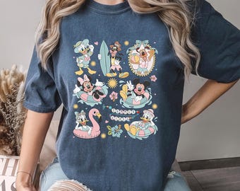 Mickey and Friends Summer Vibes Shirt, Comfort Colors, Disney Beach Vacation Tee, Cute Disney Crew Summer Holiday Shirt, Summer Tee, 145429
