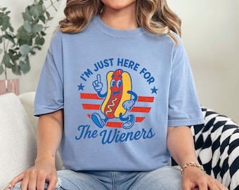 I'm Just Here For The Wieners Shirt, Comfort Colors, Retro America Hot Dog Funny Shirt,4th Of July Independence Day Tee, Summer Shirt,143317