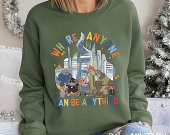 Disney Zootopia City Skyline Sweatshirt, Where Anyone Can Be Anything Hoodie, Nick Wilde Judy Hopps Hoodie, Disney Zootopia Crewneck, 144533