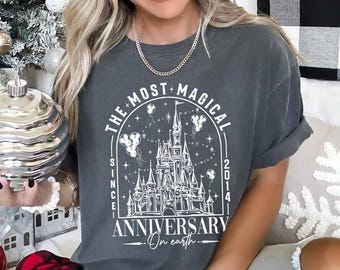 Disneyland The Most Magical Anniversary On Earth Shirt, Comfort Colors, Disneyland Honeymoon Shirt, Magical Castle Anniversary Tee, 143382