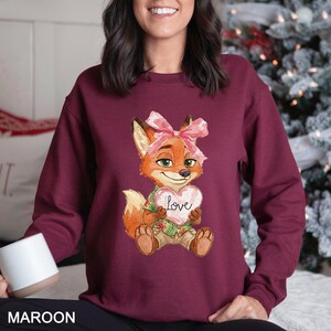 Watercolor Judy Hopps Nick Wilde Heart Sweatshirt, Valentine Zootopia Hoodie, Coquette Bow Zootopia Sweatshirt, Disney Love Crewneck, 144491 bild 7