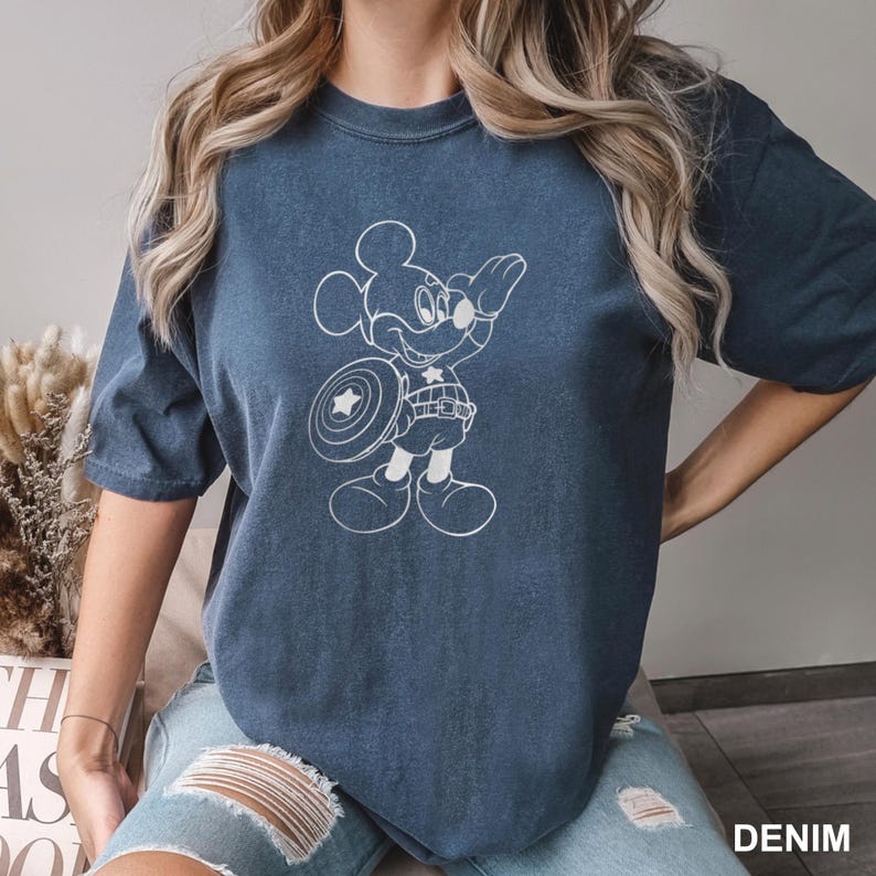 Camiseta de Mickey superhéroe, camiseta de Mickey Capitán América, camiseta divertida de Disney para niños de Los Vengadores, camiseta de Mickey superhéroe, camiseta de Mickey Capitán 142472 imagen 3