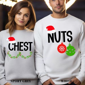 Chest Nuts Christmas Sweatshirts, Funny Couples Christmas Hoodie, Family Holiday Hoodie, Matching Christmas Sweatshirt, 142322