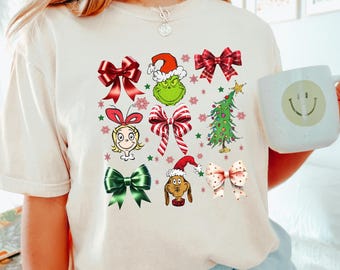 Grinch Christmas Coquette Shirt, Comfort Colors Shirt, Grinch Christmas Shirt, Christmas Party Shirt,  Christmas Coquette  Shirt, 142250