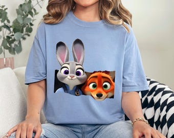 Disney Zootopia Shirt, Comfort Colors, Judy Hopps Shirt, Nick Wilde Shirt, Retro Zootropolis Disney Shirt, Zootopia Fox And Bunny Tee,144497