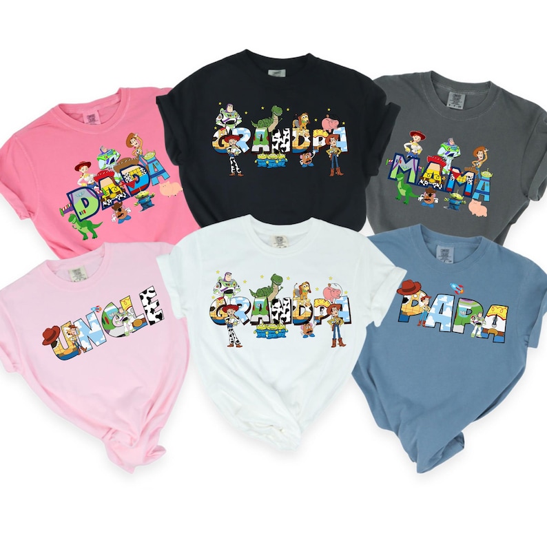 Camisetas familiares de Toy Story, camisetas personalizadas de Pixar a juego, camisetas grupales de Disney para mamá, papá, hermano, hermana, atuendos personalizados de Pixar, 141163 imagen 5