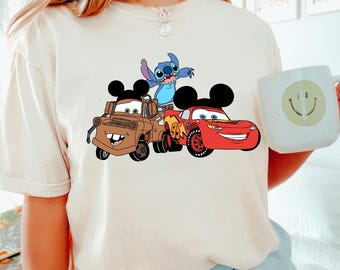 Cars Stitch Mickey Shirt, Lightning McQueen Mater Tee, Disney Pixar Comfort Colors Shirt, Disney Family Trip T-Shirt, 141607