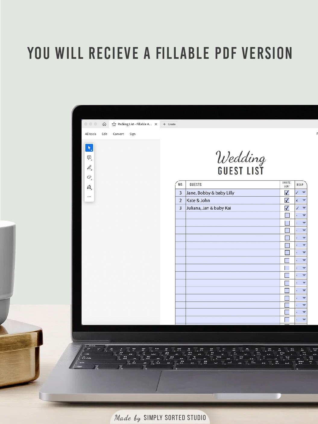 Wedding Guest Checklist - A4, A5, Letter, Half Letter, Printable, Fillable PDF - Etsy