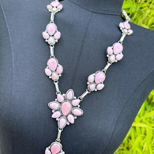 Pink Conch Lariat Necklace Set