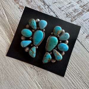 Kingman Turquoise 1/2 Cluster Earrings
