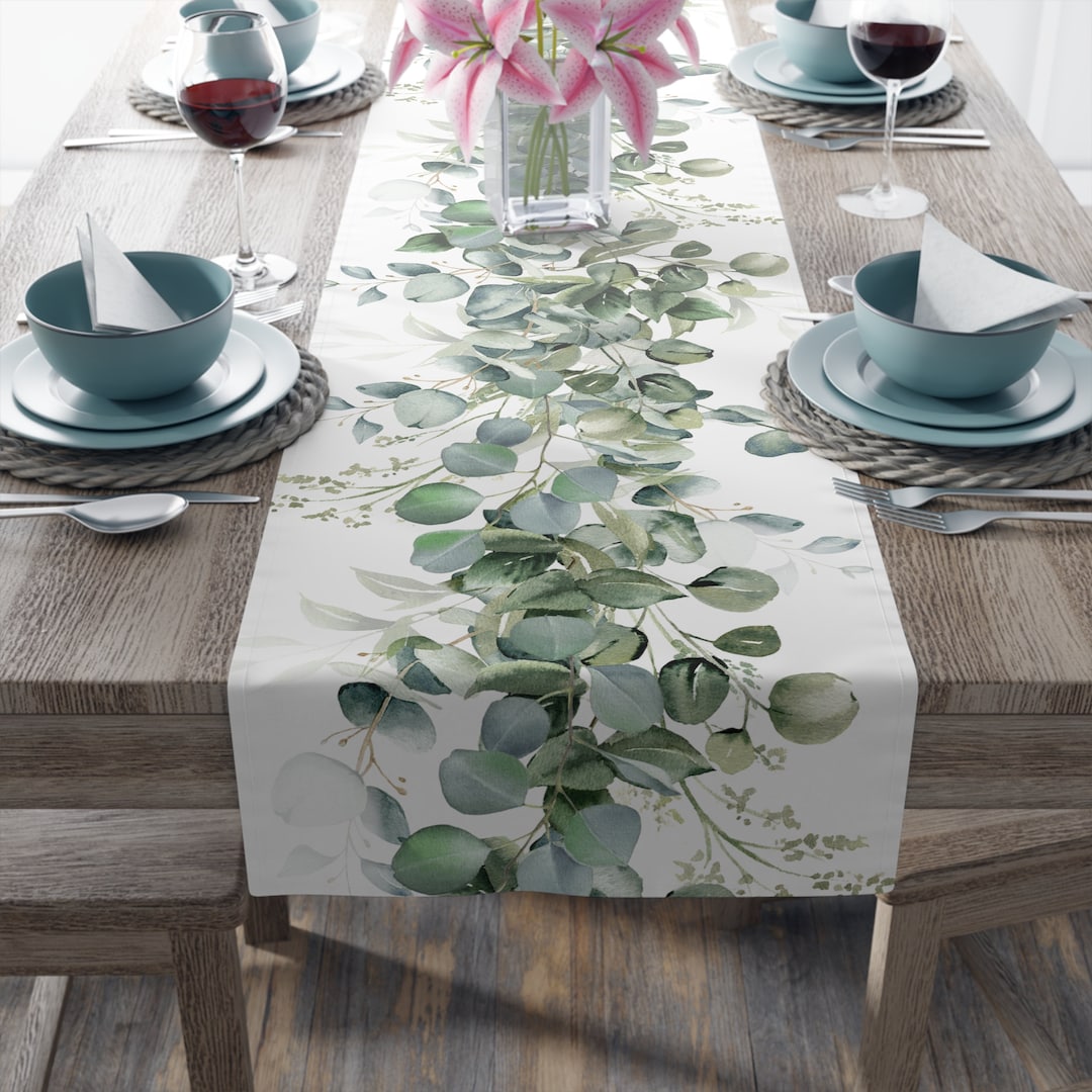 Eucalyptus Table Runner, Polyester or Cotton Table Runner, Eucalyptus