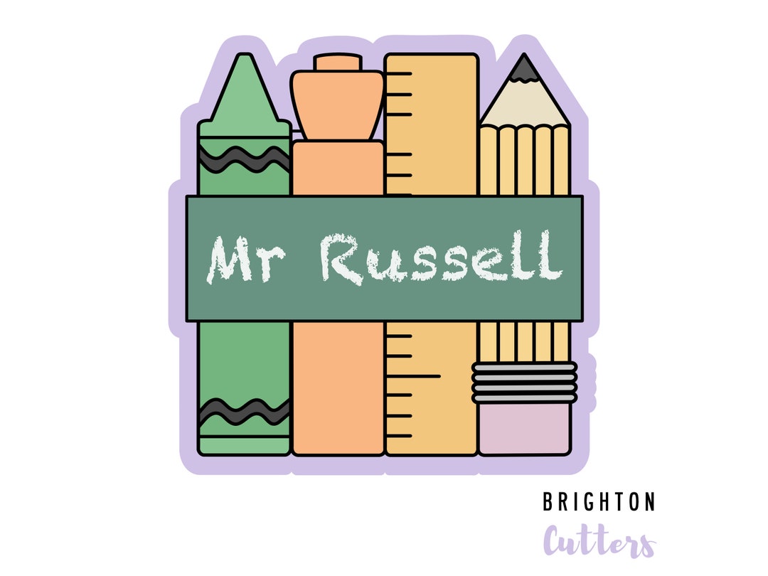 Crayon Highlighter Ruler Pencil Plaque Cookie Cutter - Etsy