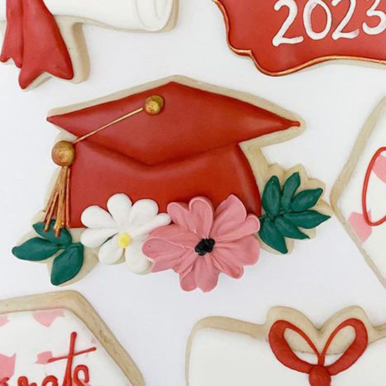 Floral Grad Cap Cookie Cutter image 3