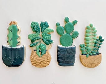 Cookie Cutters: Arlo&#39;s Cookies Plants Set #1 (Potted ZZ, Fiddle Leaf Fig, Cactus Stick, Prickly Pear)
