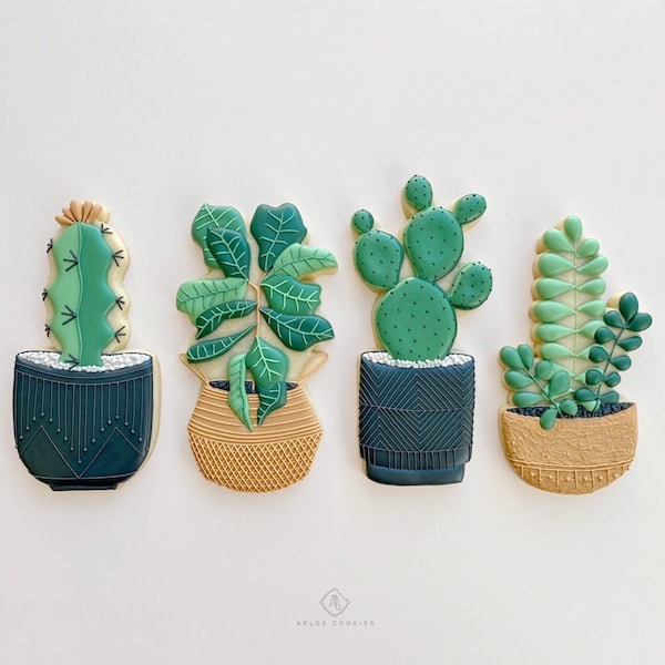 Cookie Cutters: Arlo's Cookies Plants Set #1 (Potted ZZ, Fiddle Leaf Fig, Cactus Stick, Prickly Pear)