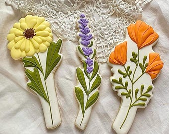 Long Stemmed Wildflower Cookie Cutters: Daisy, Poppy, Lavender Set
