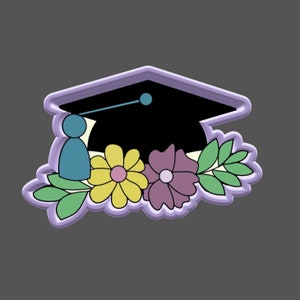 Floral Grad Cap Cookie Cutter image 2