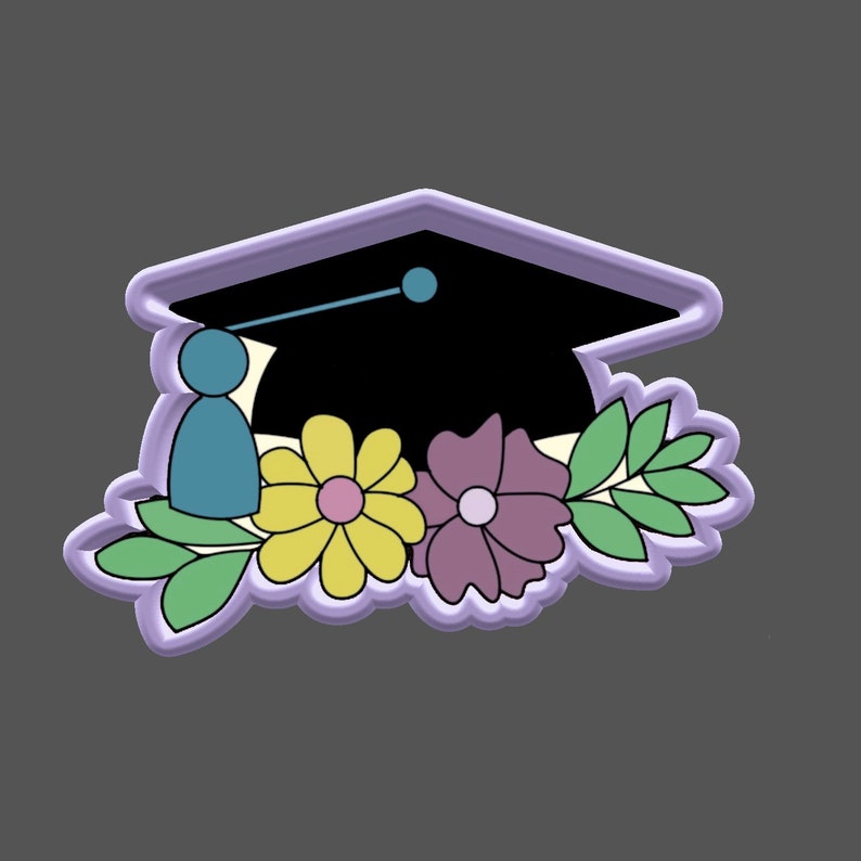 Floral Grad Cap Cookie Cutter image 2