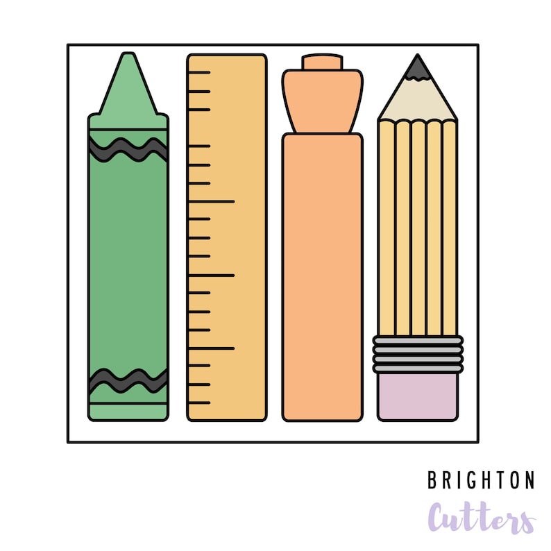 Crayon Ruler Crayon / Ruler / Highlighter / Pencil Cookie Cutters - Etsy