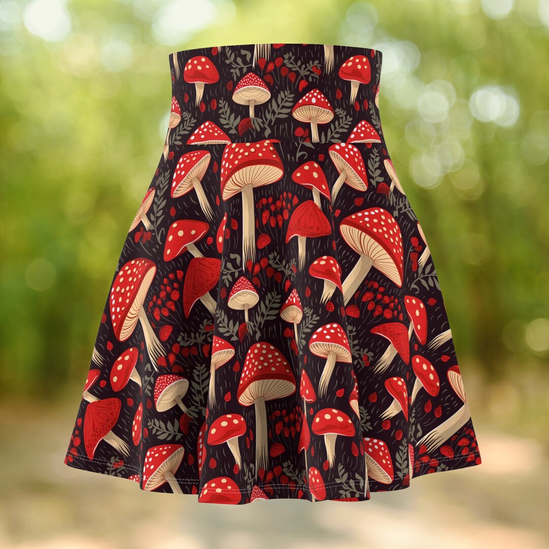 Magic Mushroom Forest Skirt, Mushroom Skirt, Mushroom Gifted Skirt
