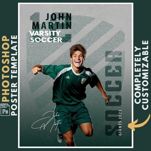 Soccer Poster Template, Photoshop Template, Sports Banner, Digital Background, Editable Poster, Senior Night Printable, Customizable