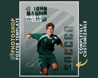 Soccer Poster Template, Photoshop Template, Sports Banner, Digital Background, Editable Poster, Senior Night Printable, Customizable