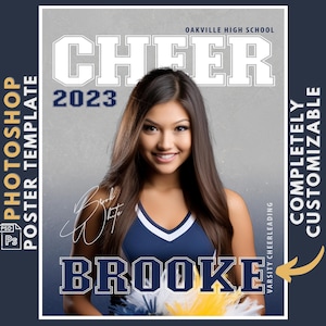 Cheerleading Poster Template, Custom Cheer Banner, Digital Background, Editable Senior Night Printable, Customizable Sports Instant Download