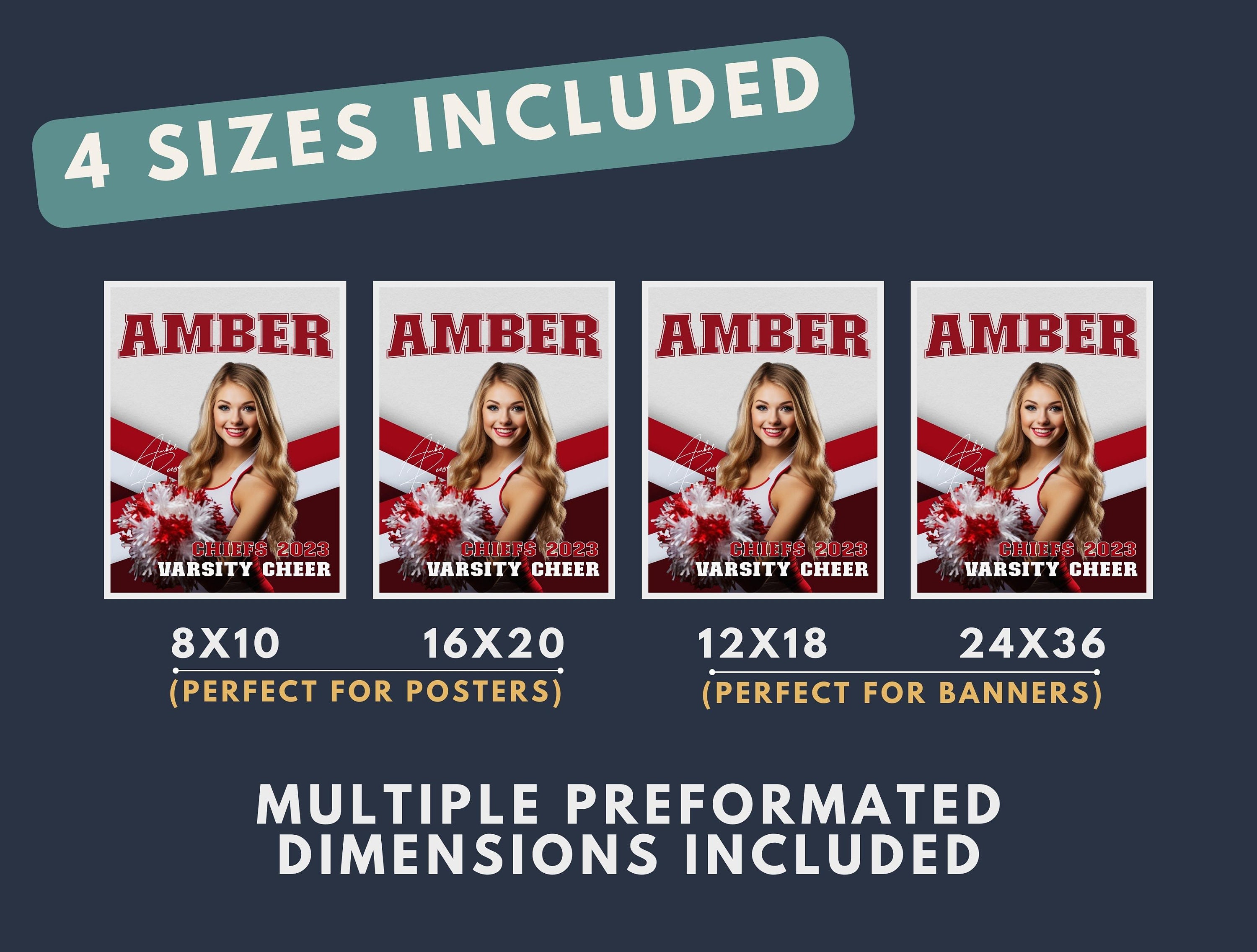 Cheerleading Banner & Poster Template, Custom Cheer Digital Background