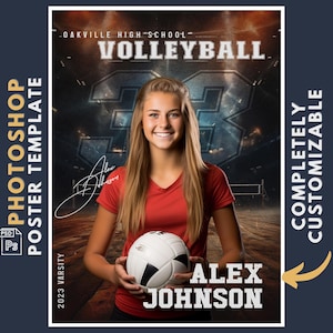 Basketball Poster Vorlage, Photoshop Vorlage, Sport Banner, digitaler Hintergrund, bearbeitbares Poster, Senior Night druckbar, anpassbar