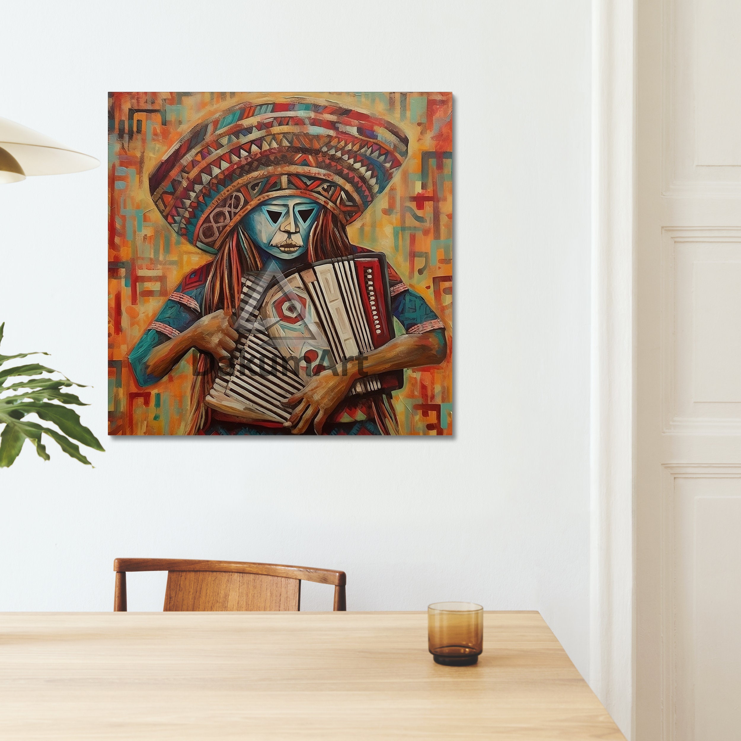 Vibrant Aztec Playing Accordion Art: Digital Download for Wall Decor ...