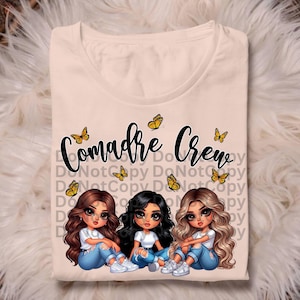 Comadre crew PNG FILE- Digital hispanic friends with butterflies