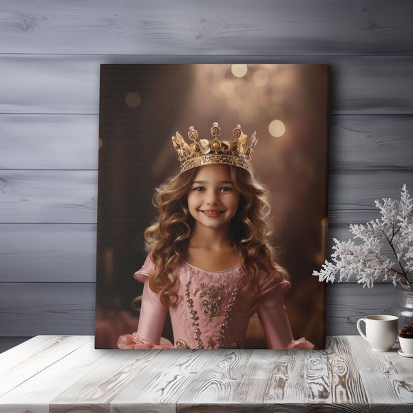 CUSTOM PORTRAIT CANVAS, Personalised, Little Girl Portrait, Birthday Gift, Christmas Gift, Photo into art, Princess, Barbie, Fairy Beautiful